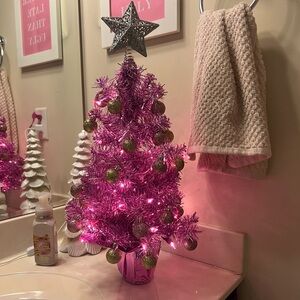 Pink Mini Christmas Tree with Star Topper